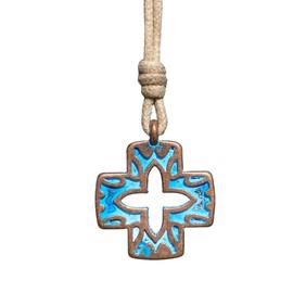 Blue Cross Patina Men Necklace - Greek Symbol, Religious Jewelry, Christian Faith, Women Accessories, Mens Crosses, Protection Charm, Friends Gifts