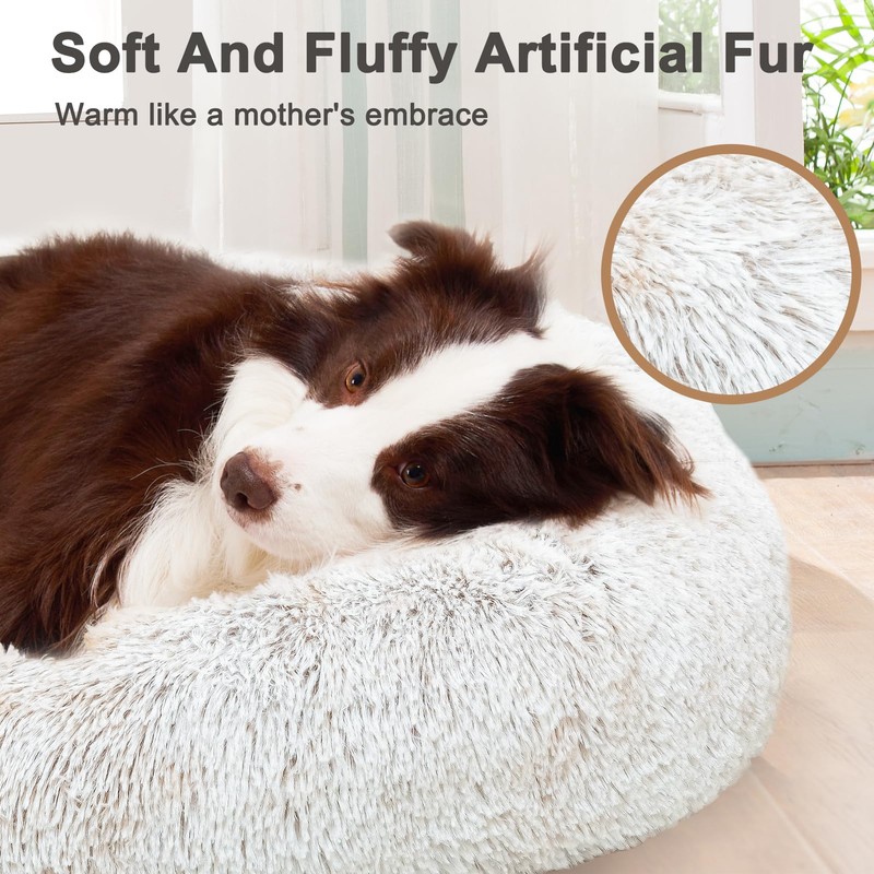 JOYELF Donut Dog Bed Cat Bed for Large Dogs, Calming