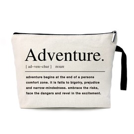 ZHANTUONE Adventure Cosmetic Bag，Adventure Definition Quote，Birthday Graduation Retirement Farewell Adventure Gifts，Inspirational Gift for Graduate Friend， Gift for Coworker