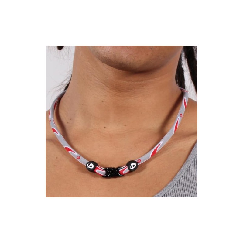 Phiten X 30 Razor Titanium Necklace (18 Inch, Gray/Red)