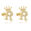 Letter Stud Earrings Crown Earrings for Girls 925 Sterling Silver