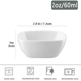 UIBFCWN 2oz Ceramic Dip Bowls Set, 20 PCS Soy Sauce Dish, Dipping Sauce Bowls/Dishes, Mini Square Serving Bowl for Side Dish, BBQ, Ketchup, Charcuterie Condiment