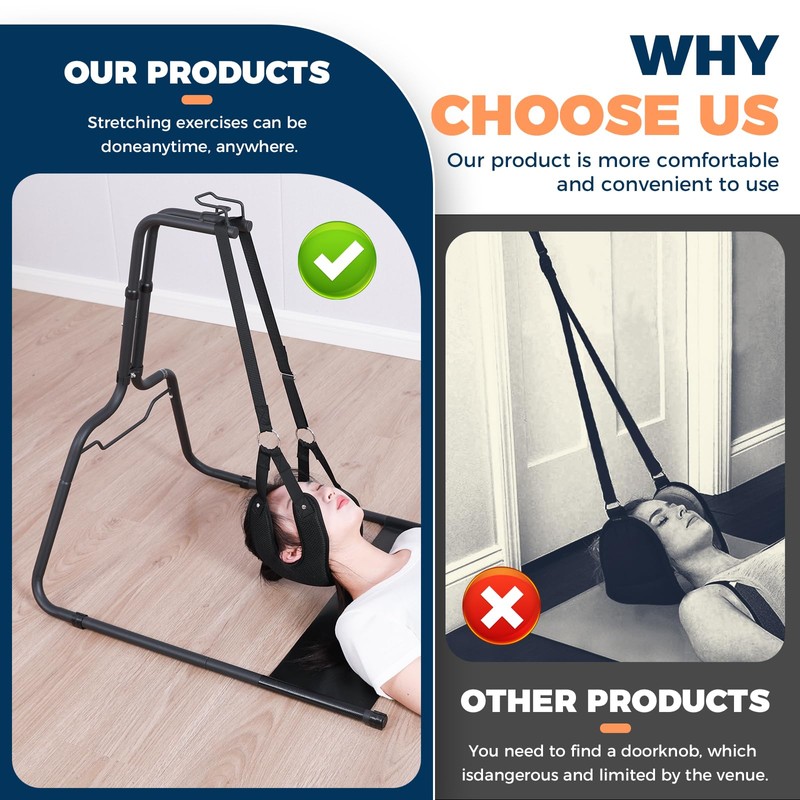 Neck Stretcher Hammock with Stand for Neck Decompression, Cervical Traction