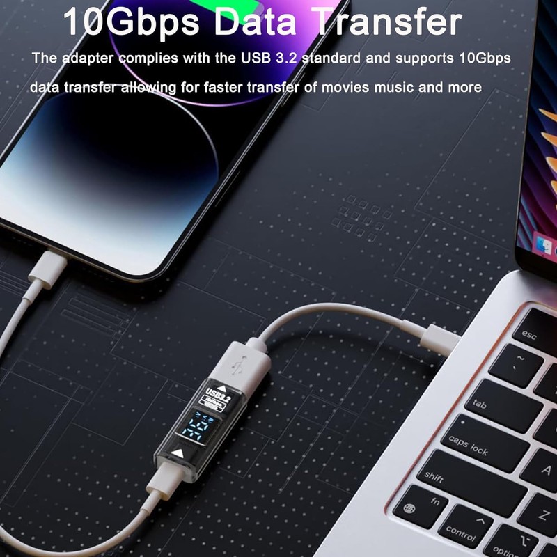 LUIRSAY USB C to USB Adapter 10Gbps 12V/3A LED Display