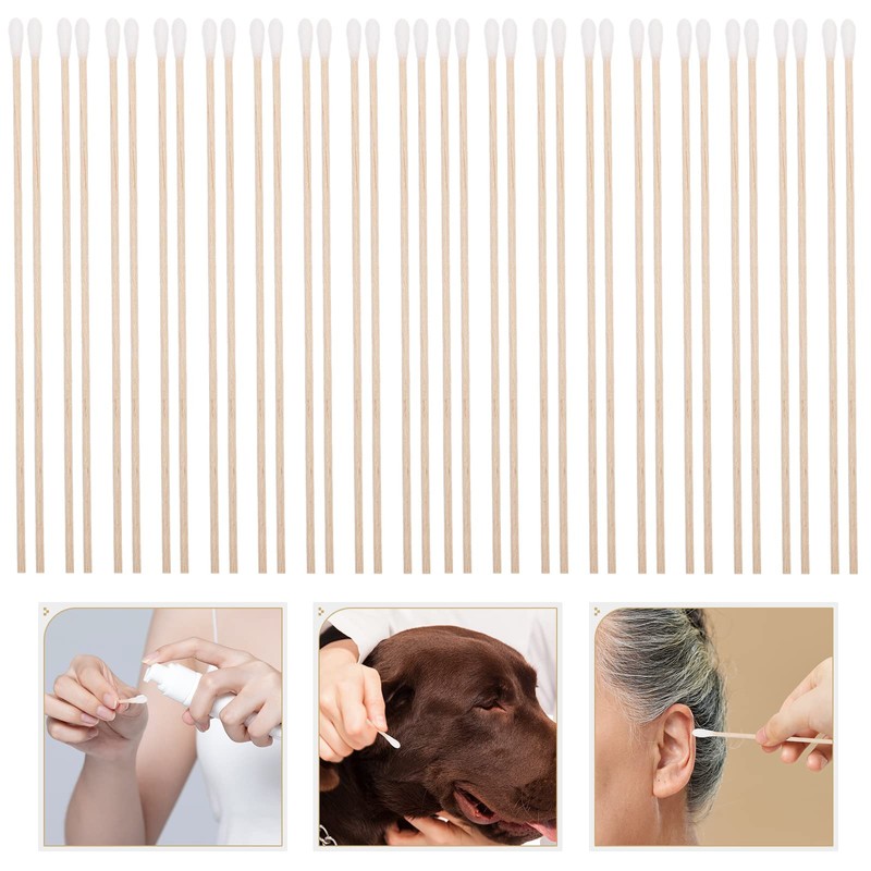ROSENICE Pack of 100 Cotton Buds with Long Wooden Handles