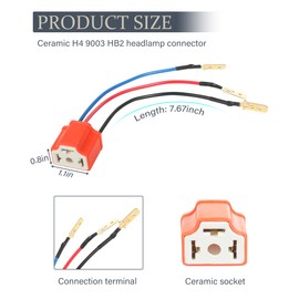 VARGTR 2PCS Wiring Harness Plug,H4 9003 HB2 Heavy Duty Ceramic Wiring Harness Sockets,Car Accessories Car H4/9003 Female Ceramic Headlamp,Female Connector for Truck Boat Headlights or Fog Lights