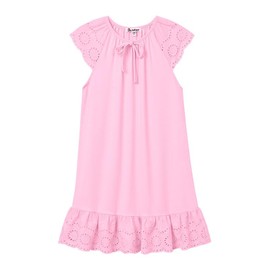 Jxstar Girls Princess Nightgowns Pink Pajamas Flutter Sleeve Night Dresses,Size 6 7