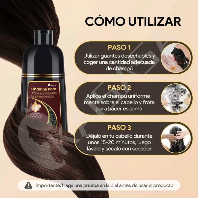 Kaisasa® Shampoo Con Tinte Cubre Canas Con Aceite De Argán