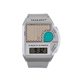 TalkJoy (FR French) Talking Clock Time Announcement Alarm Clock Silver Talking Wrist Watch, Bracelet