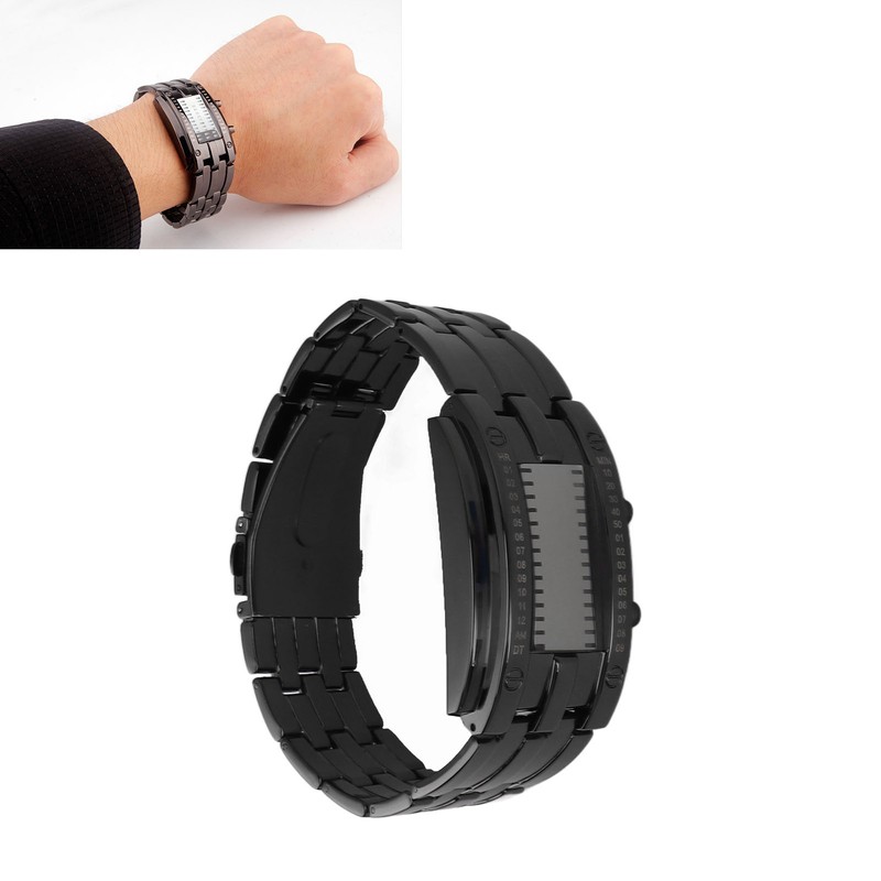 Dual Line Binary Watch Digital Blue LED Alloy Binary Fashion