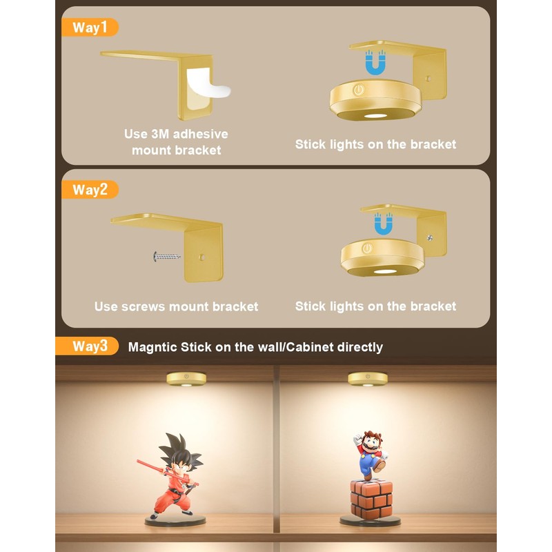 WILLED Picture Lights Battery Operated,Rechargeable Wall Light for Picture,Puck Lights