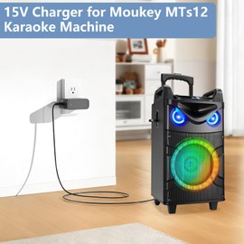 15V Charger for Karaoke Machine Replacement for JYX, GEYGUY, TONOR, Moukey Karaoke Machine Speaker Adapter Power Cord