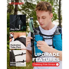 UTOBEST Upgrade Running Hydration Vest 10L, Running Backpack for Women Men Multi-Functional Storage, Adjustable Water Vest for Marathon Jogging Cycling Blue SM (Vest Only)