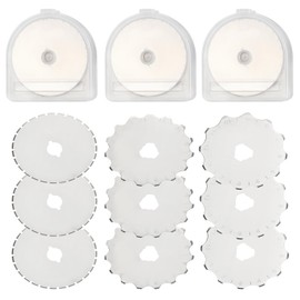 Bestgle 45mm Crochet Edge Rotary Cutter Blade Set, 12/15/27 Teeth Skip Stitch Perforating Rotary Blades Replacement Wide Skip Blade Edging Tool Fits Fiskars Olfa, 9 Pieces