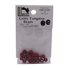 Hareline Gritty Tungsten Beads (5/32" (3.8 mm)) - Red Grit - 20 Beads