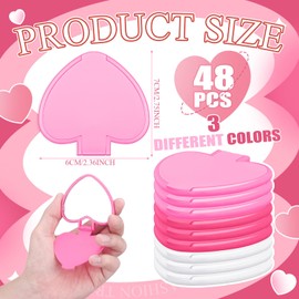 Geetery 48 Pcs Valentine's Day Compact Mirror Bulk Gifts Heart Shaped Mini Pocket Mirror Small Folding Makeup Mirrors Portable Travel Heart Purse Hand Mirror for Women Gift(White, Pink, Rose Red)