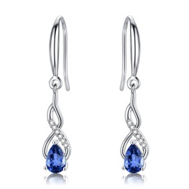 Sterling Silver Drop Earrings for Women, Silver Dangle Earrings with Cubic Zirconia │Linear Hypoallergenic Teardrop Earring for Sensitive Ears│Birthday Dangly Earrings Gift