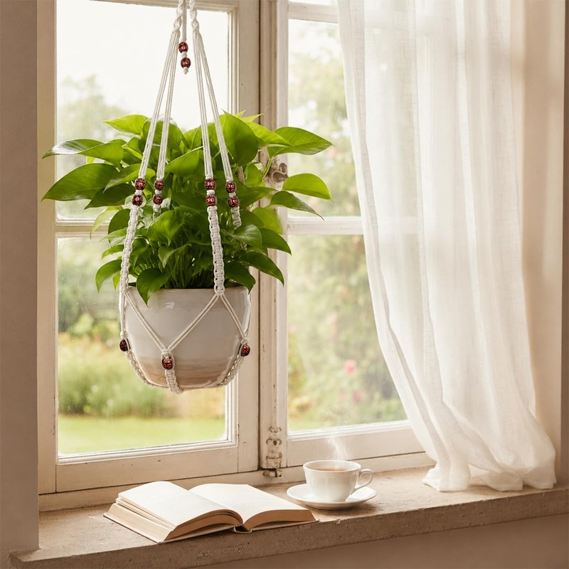 Macrame Plant Hangers for Indoor Plants, 2 Pack 35 Inch
