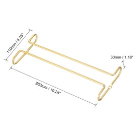 uxcell Wine Glass Rack Under Cabinet, 1pcs 10-Inch Stemware Wine Glass Hanging Rack Stainless Steel Wine Glass Organizer Storage Hanger for 5mm Stemware Column, Gold