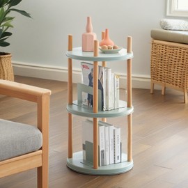 REUZTO 360° Swivel Bookshelf – 3-Tier Multifunctional Storage Display Rack for Living Room, Bedroom, Kitchen, Study Room – Adjustable Design, Large-Capacity Rotating Bookcase