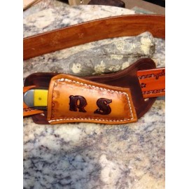 Sullivan Custom Leather QUALITY CRAFTED MONOGRAMMED CROSS DRAW KNIFE SHEATH FOR TRAPPER STYLE KNIVES