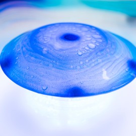 XBrand 8" Color-Changing LED Mist Indoor Tabletop Fountain, Freestanding Water Feature with Inline Control, Aromatherapy Humidifier, Glass & Metal, Blue