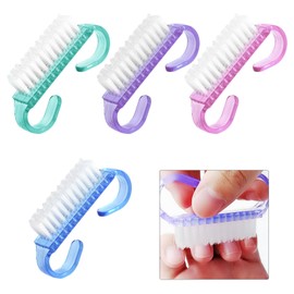eROOSY Pack of 4 Nail Brush, Nail Cleaning Brush, Plastic Handle, Scrubbing Brush, Environmentally Friendly Fingernail Brush with Soft Bristles, Nail Manicure Dust Brush for Nail Art, Hand Cleaning