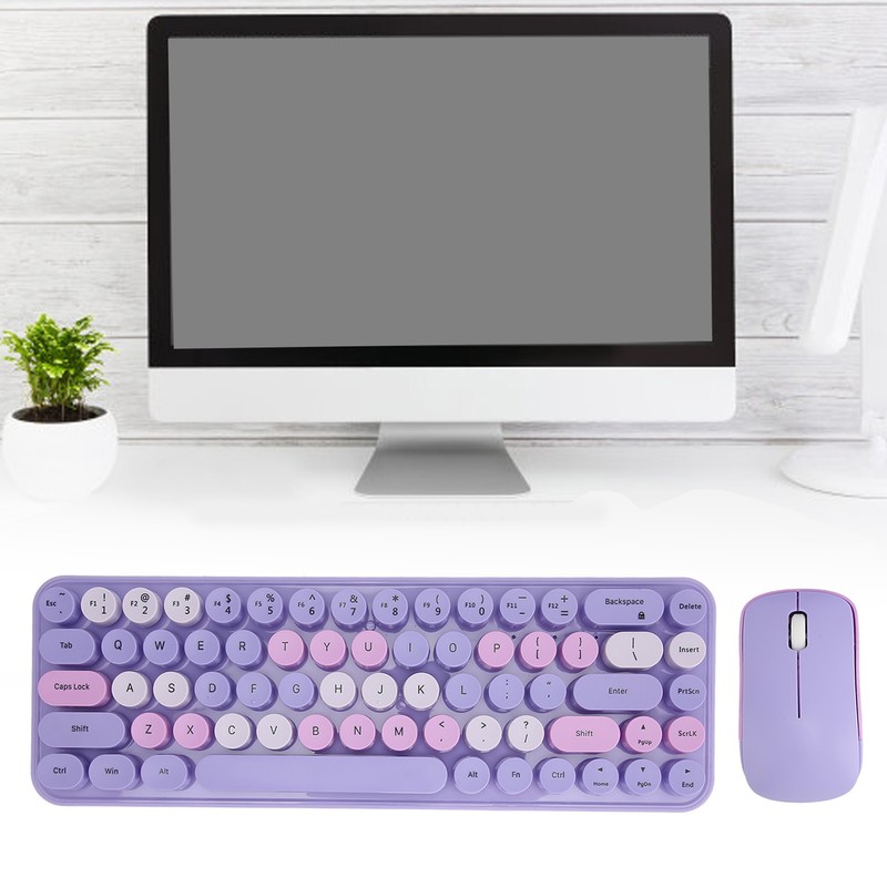 USB Keyboard Mouse 2.4G Wireless 68 Keys Low Consumption Retro