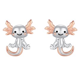 Axolotl Earrings S925 Sterling Silver Salamander Earrings Animal Newt Ear Axolotl Jewellery