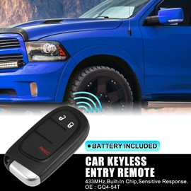 X AUTOHAUX 433MHz GQ4-54T Replacement Keyless Entry Remote Key Fob for Dodge for Ram 1500 2500 3500 13-19 3 Buttons Car Start Smart Alarm Key with Door Key 46 Chip 56046954AG