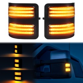 FetonAuto LED Switchback Side Mirror Turn Signal Light For 2008-2016 Ford F250 F350 F450 F550 Super Duty Amber DRL and Sequential Dynamic Signals, Smoked Lens
