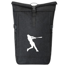 Huuraa Messenger Backpack Baseball Silhouette Gift 30-44 Litres Black Melange Roll-Top Fairtrade Baseball Gift Idea