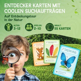 LIKARTO Children's Outdoor Explorer Cards - 55 Playing Cards Treasure Hunt & Discover Nature - Search Game from 4 Years - Educational & Outdoor Game - Gift for Girls & Boys