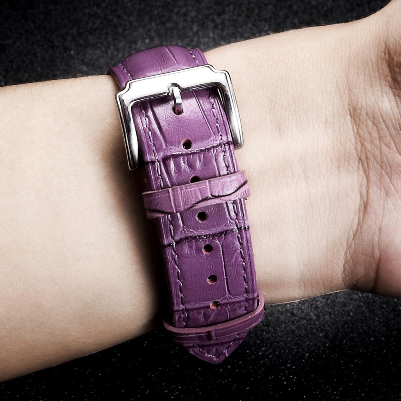 BINLUN Leather Watch Strap Quick Release Replacement Crocodile Leather Watch