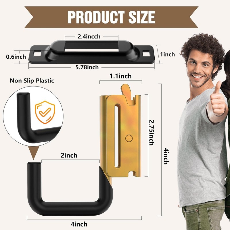 Hanwosi E Track Hooks 6 PCS and E-Track Tie Down