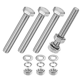 M METERXITY 4-Pack Hex Head Screw Bolt with Nuts Flat & Lock Washers M10x75mm Stainless Steel Bolts and Nuts Kit Fully Threaded Metric Bolt Assortment for Equipment/Machinery