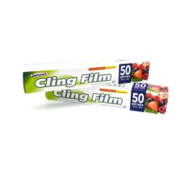 Pack of 2 Cling Film Food Wrap Rolls - Catering Kitchen Use, 2 x 30cm x 50m