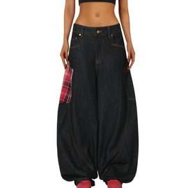 Aelfric Eden Super Baggy Barrel Jeans Wide Leg Denim Trouser Straight Leg Jeans Unisex Vintage Pants Black 26