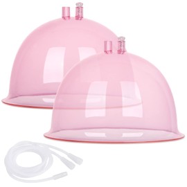 Titoe Vasos de aspiradora para glúteos, 210 ml, XXL, accesorios para máquina de ventosas con manguera en Y para trasero, un par (rosa)