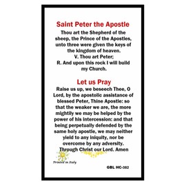 Gifts by Lulee, LLC Saint Peter the Apostle Patron Saint of Netmakers Shipbuilders Fishermen and of Locksmiths.Laminated Italian Holy card with Gold Accents