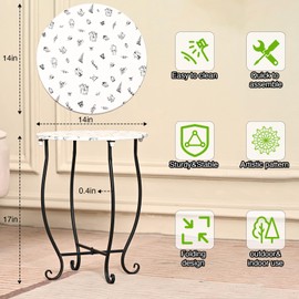 Patio Side Table, Versatile 14" Round Side Table Metal Stand for Balcony Yard Porch Bedside Rocking Chair and Pool Chair, Weather Resistant Accent Table for Indoor Outdoor Use, Easy Assembly