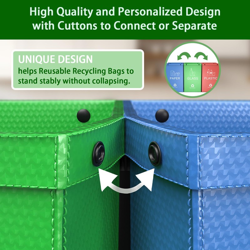 KAOHONG 3 Packs Reusable Recycling Bags with Handle Separate Sorting