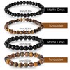 4 Pcs Bead Bracelets 6mm & 8mm Mens Beaded Bracelet