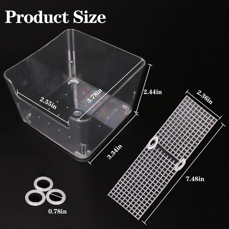 Dexspoeny Transparent Hermit Crab Water Tanks with Mesh Climbing Ramp
