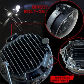 SLK-Lights VT1300 Fury Daymaker LED Headlight 5 3/4in - Direct Fit - Plug & Play - Compatible Honda VT1300 2010-2025 Honda Fury, Sabre, Interstate, and Stateline (Blue)