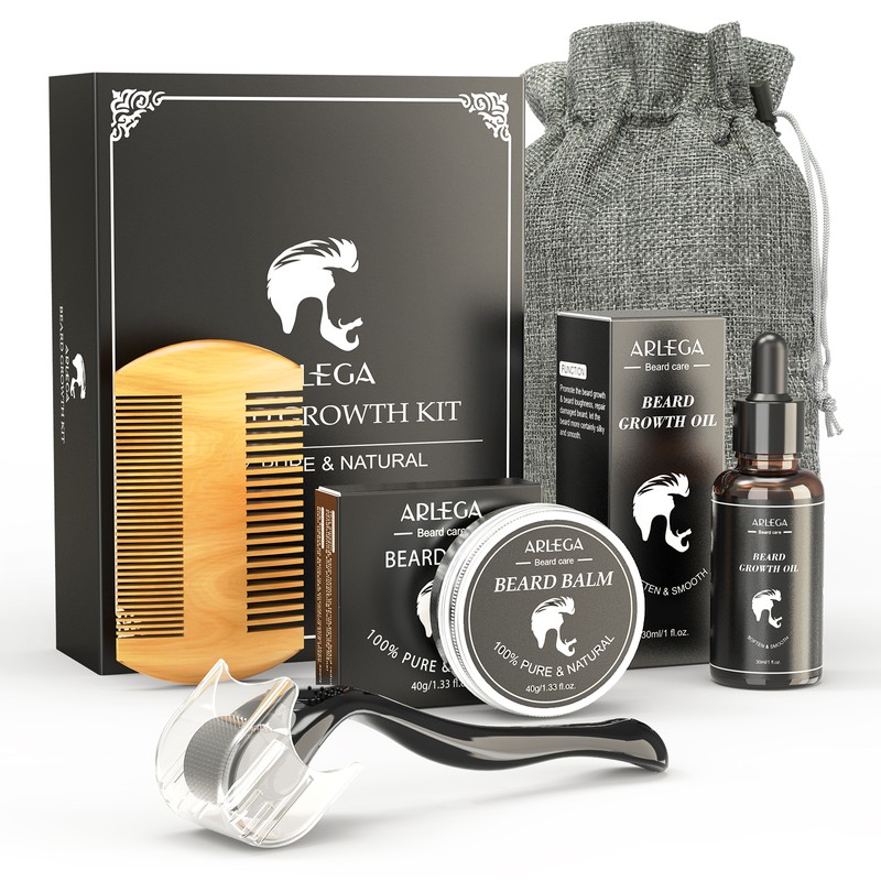 Arlega 5 In 1 Beard Growth Kit, Beard Oil, Beard