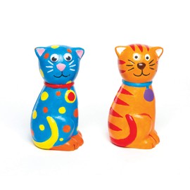 Baker Ross AG761 Ceramic Cat Coin, Piggy Banks For Kids To Paint, Decorate and Display, Assorted, (Pack of 2)