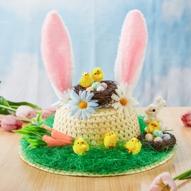 JOYIN Easter Bonnet Kit Easter Make Your Own Bonnet Hat Craft Set with Chicks, Bunny, Carrots, Bunny Ears, Eggs, Nests, Grass, Flower for Easter Hat Decoration, Kids Easter Bonnet DIY Activity
