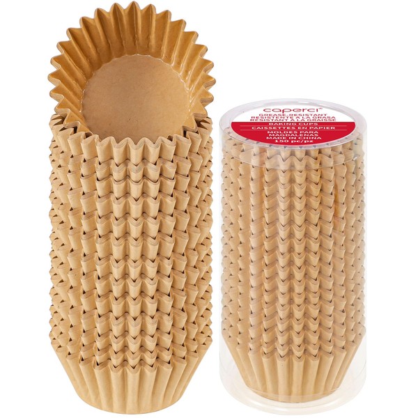 Caperci Heavy Duty Standard Natural Cupcake Liners 150 Counts -