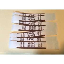 Unbranded 25 Self-Adhesive Currency Straps /  Bands Color Coded Money Paper  - YOU PICK - $5000 BROWN STRAPS